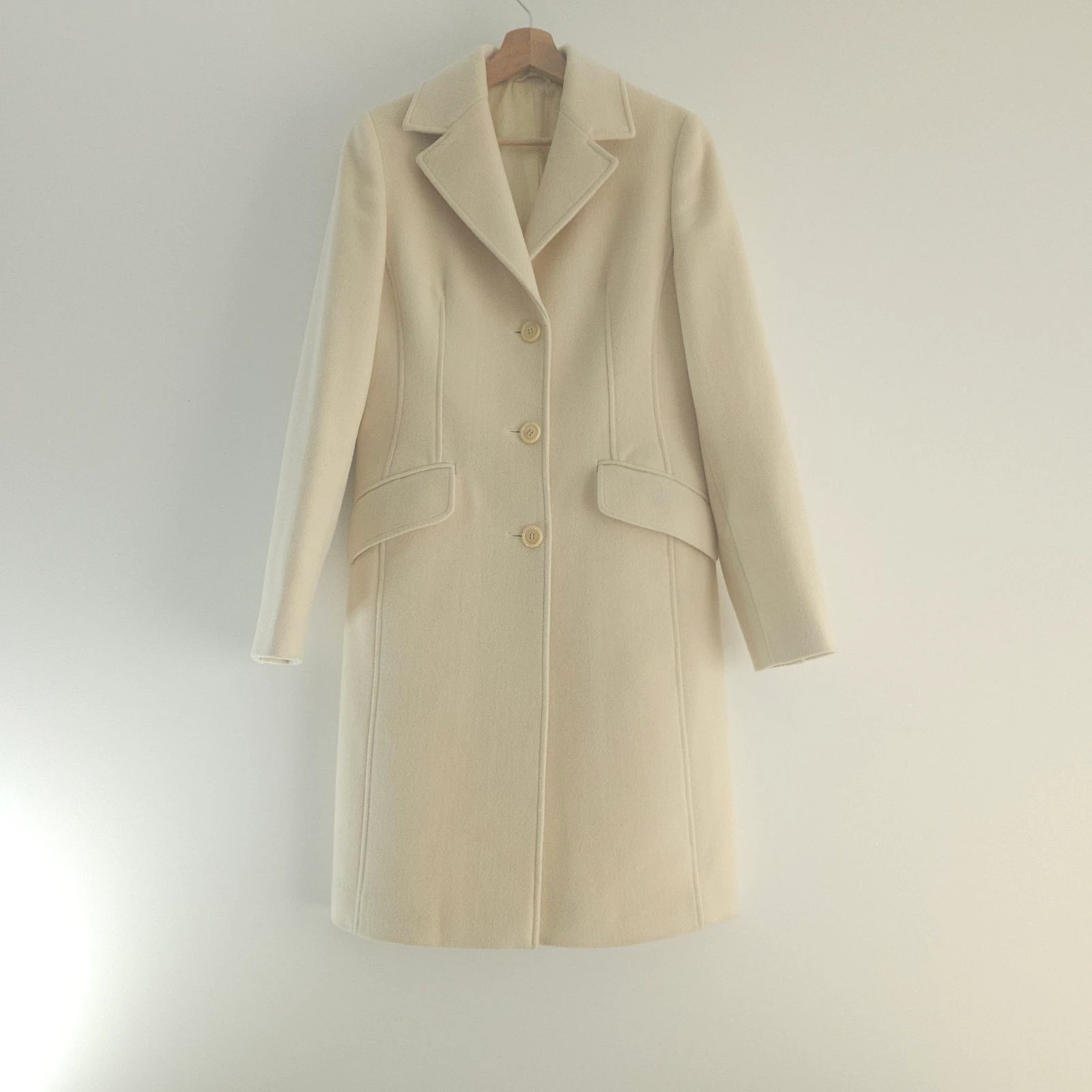 Loredana Del Monte 100% mérinos manteau crème long